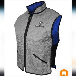 Gray Quilted Cooling  Vest with Blue Lining
